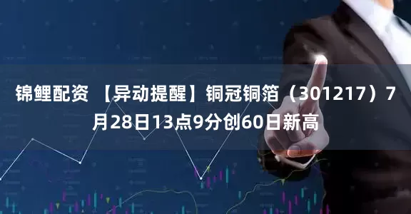 锦鲤配资 【异动提醒】铜冠铜箔（301217）7月28日13点9分创60日新高